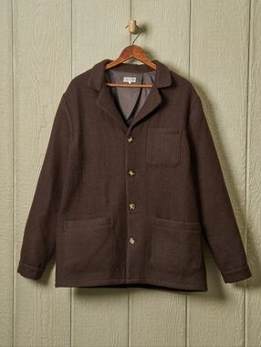 Quaker Marine Supply Wool Loafer Jacket in Brown Basketweave Size Medium